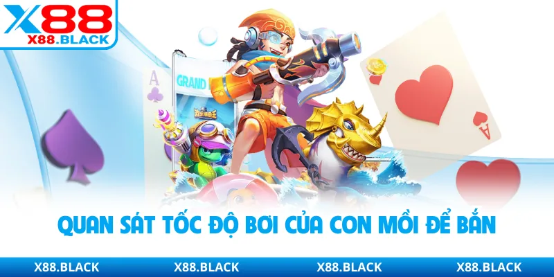 Quan sát tốc độ bơi của con mồi để bắn